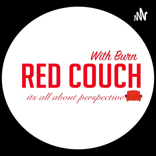 Red Couch With Burn